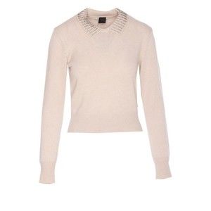 Pinko Fitted Sweater With Embellished Collar And Ribbed Details - NWT